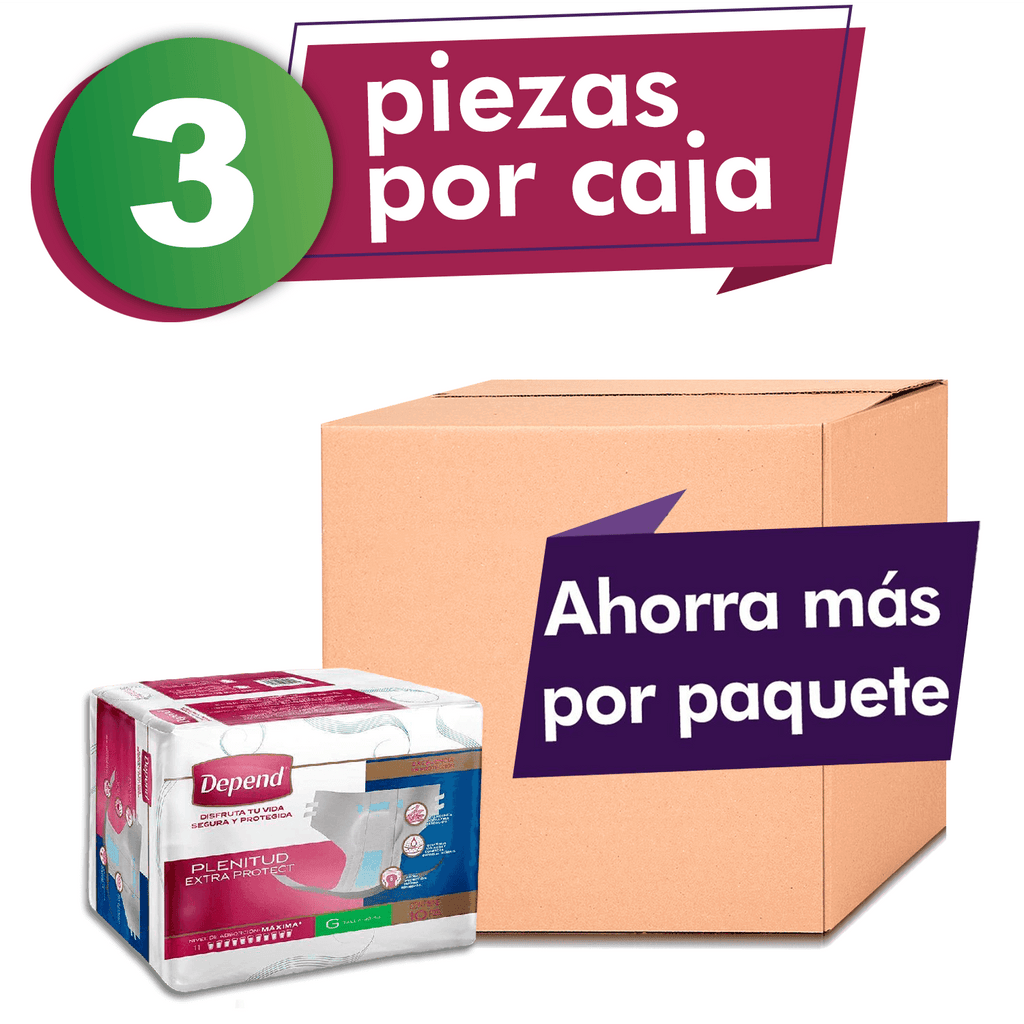 Depend PAÑAL PARA ADULTO Caja De Pañal Depend® Plenitud Extra Protect Grande 3 Paquetes