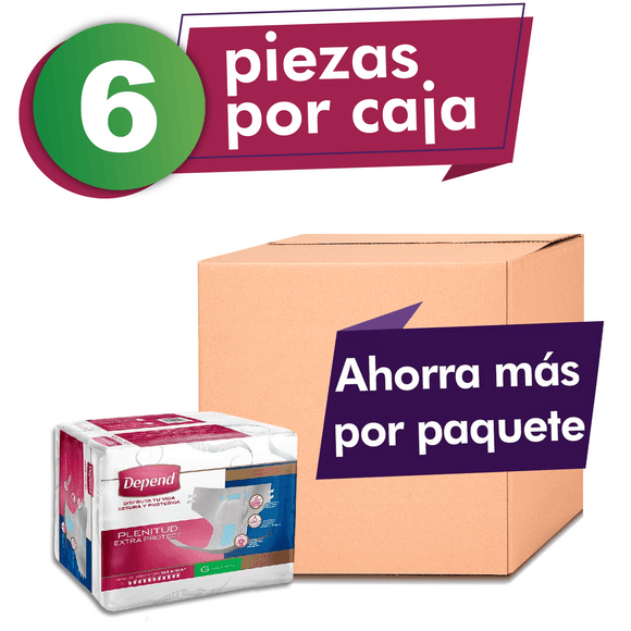 Depend PAÑAL PARA ADULTO Caja De Pañal Depend® Plenitud Extra Protect Grande 6 Paquetes