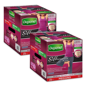 Caja Depend® Silhouette Active Mediano 2 Paquetes - Caja Depend® Silhouette Active Mediano 2 Paquetes - Depend